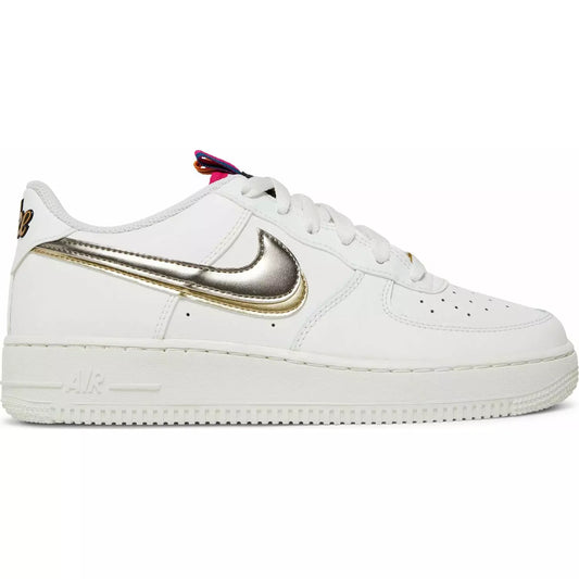 Nike Air Force 1 LV8 Double Swoosh Silver Gold Big Kid's (GS) DH9595-001